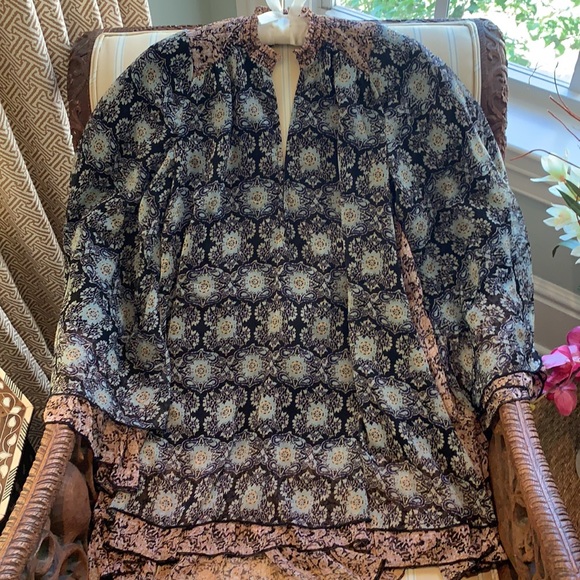 2X HOST PIC FREE PEOPLE GABI FLORAL PRINT TUNIC/DRESS BLACK MULTI KNOCKOUT PIECE - Picture 9 of 16